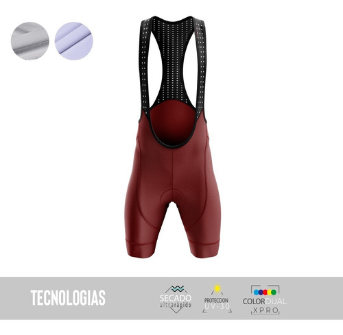 Badana Semifondo Hombre Bib Short Ciclismo Cullote Vinotinto