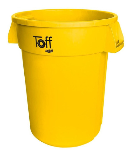 Bote De Basura Toff 121l Con Asas Color Amarillo