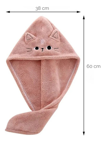 Toalla Turbante De Microfibra Suave Secado Rápido Chufi Gris Gatito