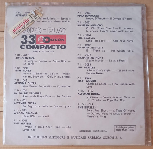 The Beatles Twist And Shout+3 Brasil 1964 Simple 5 Puntos Estándar (Usado)