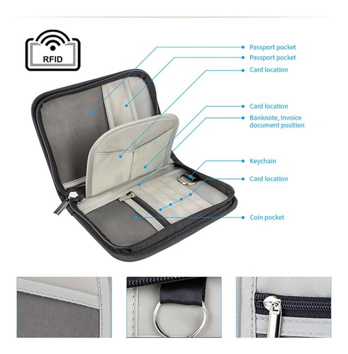 Estuche Para Pasaporte Srdmuph Gris / Naranja