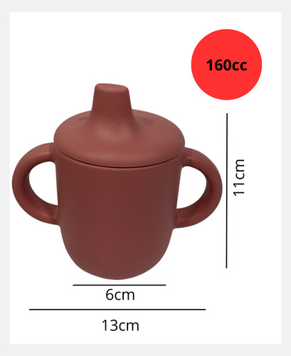 Vaso De Silicona 160ml C/tapa Asas Taza Entrenamiento Bebé Rosa