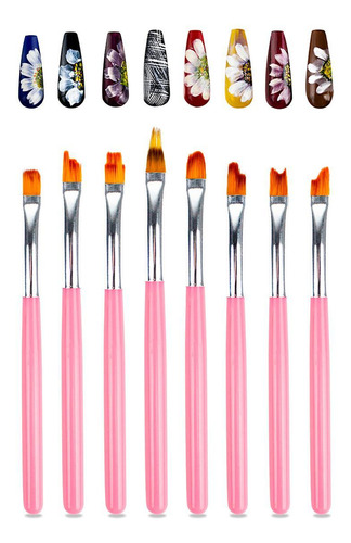 Kit 5 Boleadores Duas Pontas + 8 Pinceis Nail Art Flores
