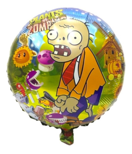 Pack 10 Globos Metalizado Zombie Vs Plantas Aire O Helio