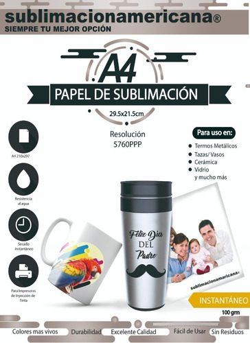 Papel De Sublimacion A4 Secado Instantaneo