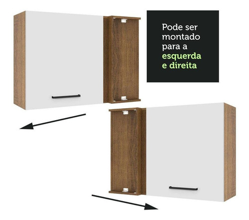 Armário Aéreo De Canto Madesa Agata 1 Porta Rustic/branco