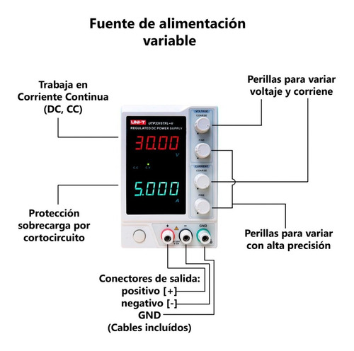 Imagen 2 de 6 de Fuente Laboratorio Regulable Uni-t Unit Utp3315tfl-ii