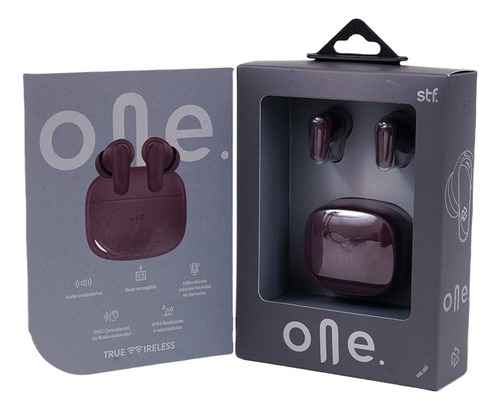 Audífonos Inalámbricos Tws Stf One Enc 7hrs Color Vino