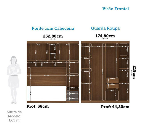 Guarda Roupa De Canto Lugano Santos Andirá Jatoba/grafitte