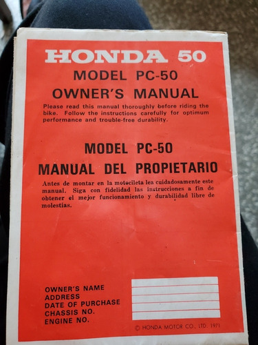 Manual Honda 50 Original 1974