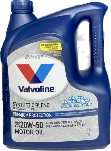 Aceite Motor Semisintetico Valvoline Sb Api Sp 20w50 - 1 Gal