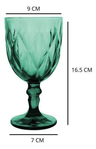 Copas Vidrio Vino Tinto Labrada Agua Cristal 335 Ml Vittori Color Verde/24 Pz