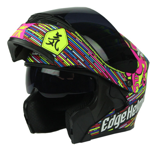 Casco Abatible Moto Edge Racing 380 Certificado Dot Gafas