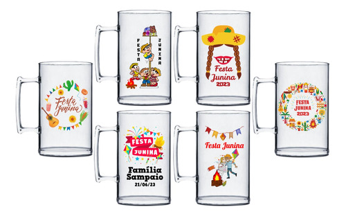 30 Caneca Acrílico Personalizada Festa Junina São João 500ml