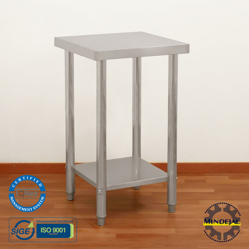 Mesa En Isla Acero Inox 60x60x85 (mindejal) Color Gris