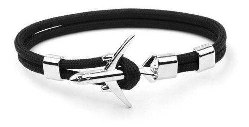 Pulsera Avion Cuero Acero Hombre Regalo Moda Piloto Viaje