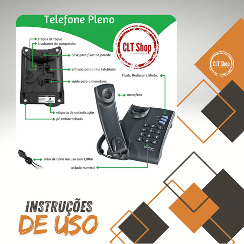Kit Com 10 Telefone Fixo Com Fio Para Pousada Hotel Motel