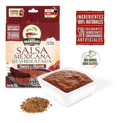 Imagen 1 de 2 de Salsa Mexicana Deshidratada Tomate-chipotle 35g Casa Maregal