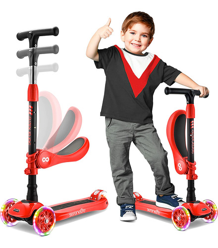 Monopatín De 3 Ruedas Para Niños Rojo Serenelife Slks41