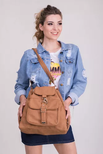 Mochila Mujer Urbanas Eco Cuero Grande Compartimientos Pu