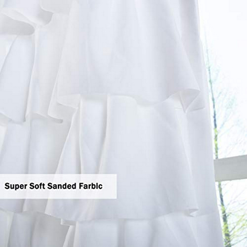 Cortina Ruffle Blanca 84 Para Sala, Panel De Luz Y Privacid