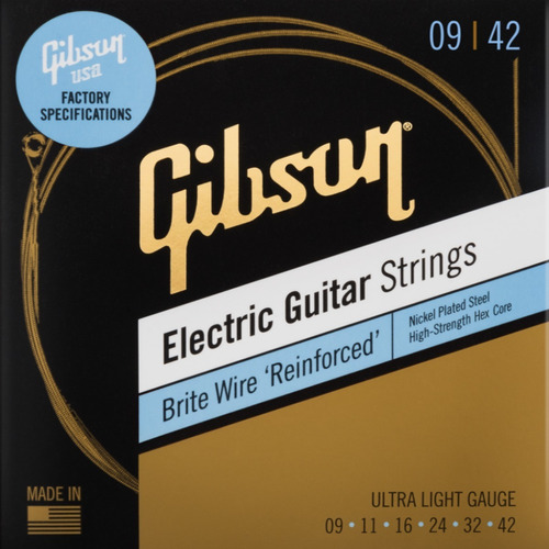 Gibson Cordas Guitarra 009.042 Br. Wire Reinforced Ult Light