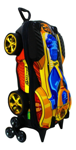 Imagem 3 de 10 de Mochilete Escolar Hotwheels Dune Dourado Maxtoy Alto-relevo