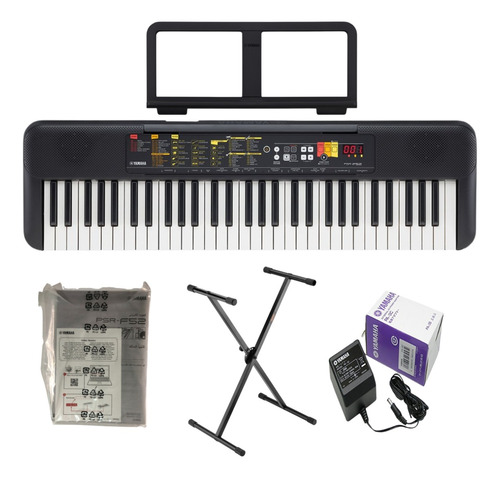 Combo Kit Teclado Yamaha Psr-f52 Con Base Y Adaptador Pa3c