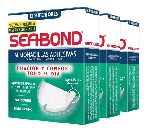 Sea Bond Almohadillas Adhesivas Superiores 12 Pz 3-pack