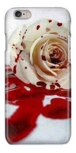 Funda Celular Rosa Blanca Sangre Flor Amor Poesia Arte. 