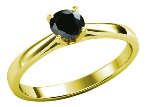 Anillo Oro Sólido 14k Certificado Diamante Negro M. Europe