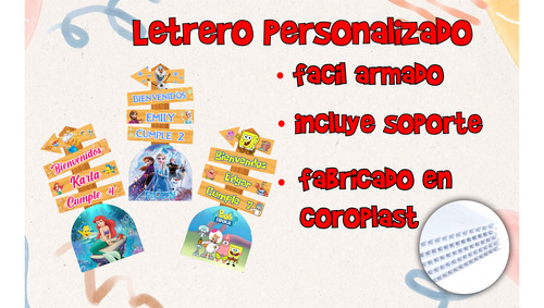 Letrero Bienvenida Cenicienta Coroplast Decoracion Fiesta Diseño