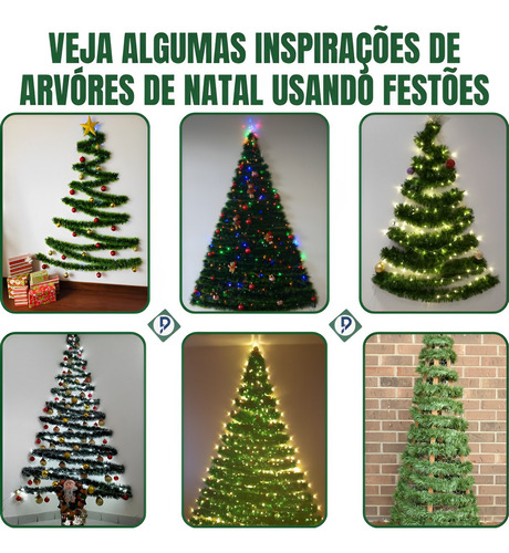 Kit 4 Festão Verde Escuro Decoração De Natal De 2 Metros