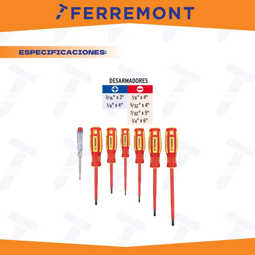Juego 6 Desarmadores Dieléctricos Y 1 Probador Truper 14196