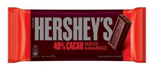 Hersheys Tableta 92gr 40% Cacao Meio Amargo