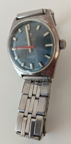 Antiguo Reloj Tressa Automático Funcionando Plateado Plateado Azul Petróleo (Usado)