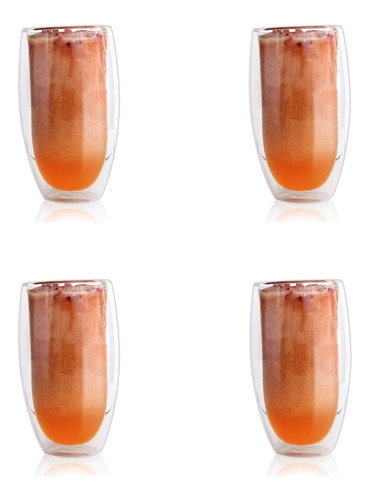 Imagen 1 de 2 de Juego De 4 Vasos De Doble Pared Con Fondo Curvo 330 Ml.