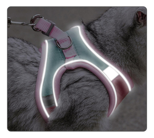 Arnés Para Gatos Y Correa A Prueba De Fugas Rosa Y Verde L