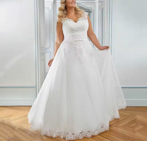 Vestido De Noiva Festas Luxo Plus Size Marize Com Renda