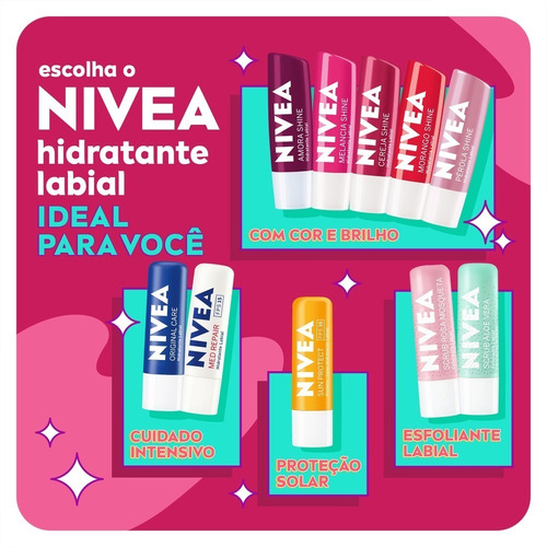 Imagem 6 de 9 de Protetor Labial Nivea Cereja Shine 4,8g