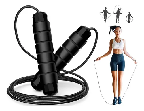 Corda De Pular Cross Speed Rope Rolamento Profissional Fit PDO Preto