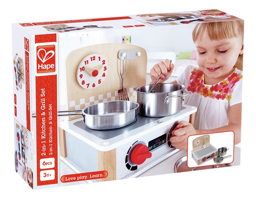Set Juego De Cocina & Grill Niños Hape - Mvd Kids Color Rojo