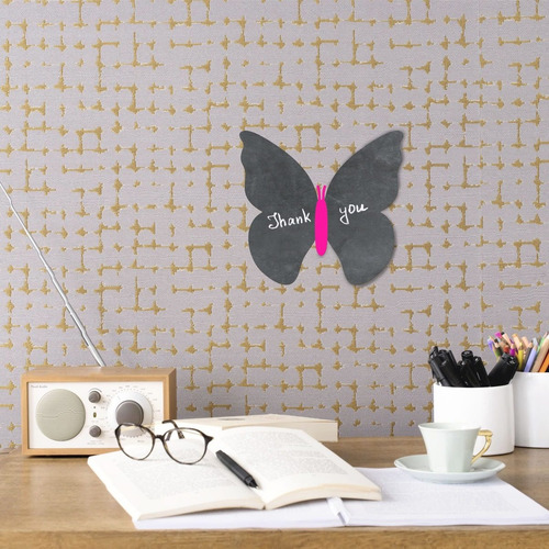 Imagen 4 de 4 de Pizarra Decorativa Pizarrón (no Vinilo) Mariposa Rosa