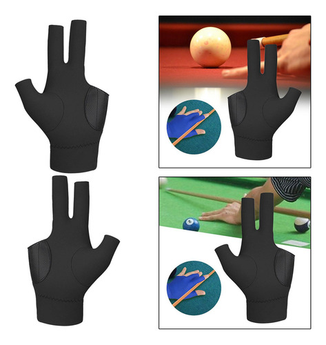 Guantes De Billar De, 2 Uds., Negro Derecha E Izquierda