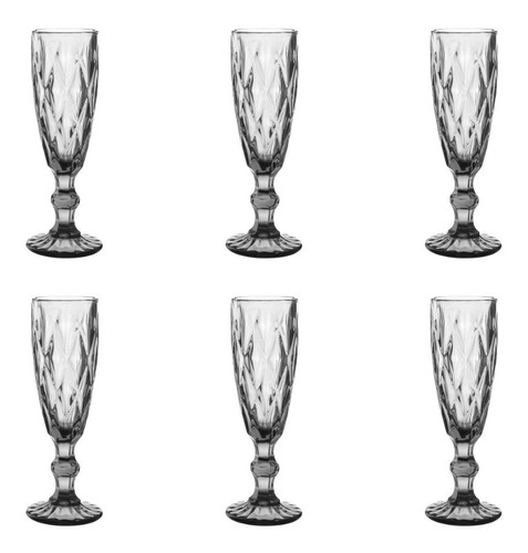 6 Copas Cristal Vino Flauta Libia Grande 170ml Color Color Humo