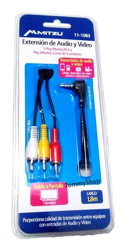 Imagen 3 de 4 de Cable Rca De Audio A Plug 3.5mm Auxiliar 1.8 Metros *-