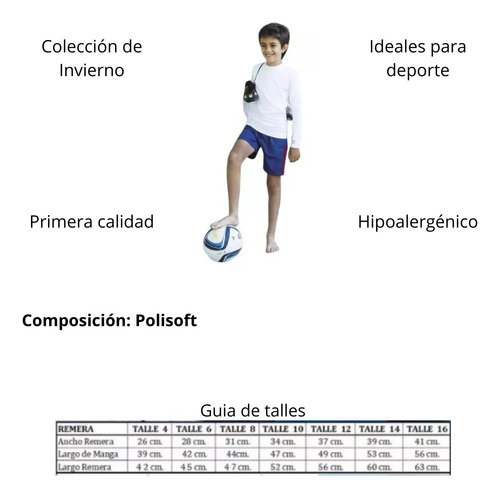 Camiseta Térmica Niños Frisada Infantil Teen Invierno Tipico
