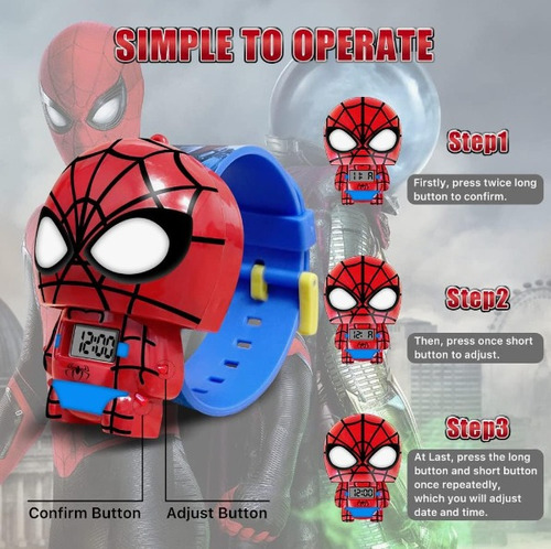 Reloj Digital De Superhéroe Spiderman Para Niñx