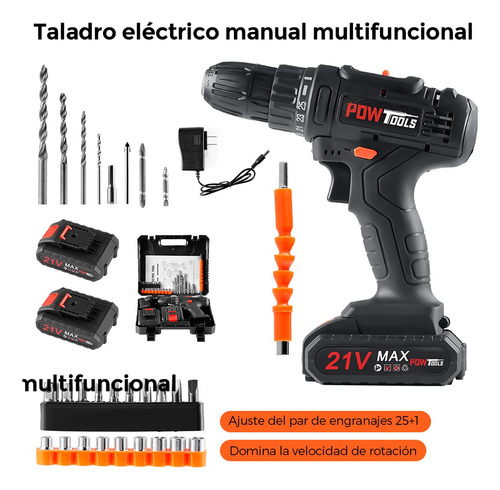 Taladro inalámbrico atornillador destornillador POWTOOLS con 2 baterías Con caja de almacenamiento