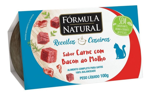 Ração Para Gato Adulto Carne Com Bacon 100g Formula Natural